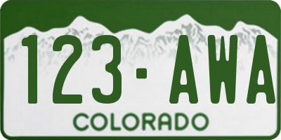 CO license plate 123AWA