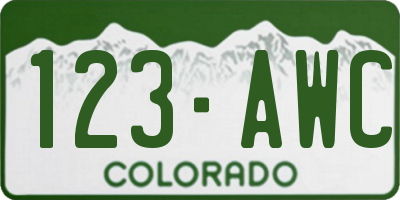 CO license plate 123AWC