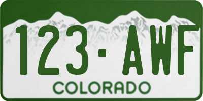 CO license plate 123AWF