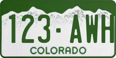 CO license plate 123AWH