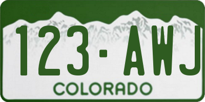 CO license plate 123AWJ