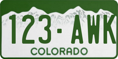 CO license plate 123AWK