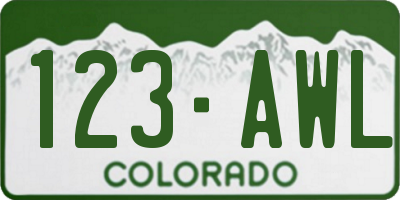 CO license plate 123AWL