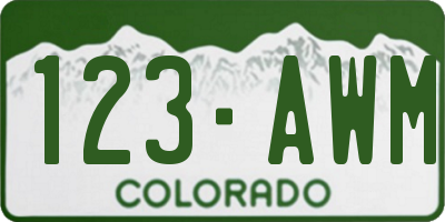 CO license plate 123AWM