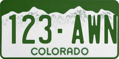 CO license plate 123AWN