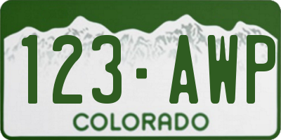 CO license plate 123AWP