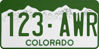 CO license plate 123AWR