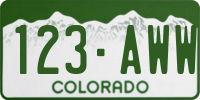 CO license plate 123AWW
