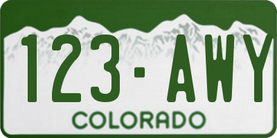 CO license plate 123AWY