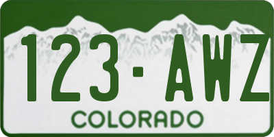 CO license plate 123AWZ