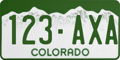 CO license plate 123AXA