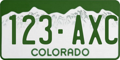 CO license plate 123AXC
