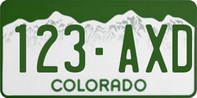 CO license plate 123AXD