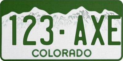 CO license plate 123AXE
