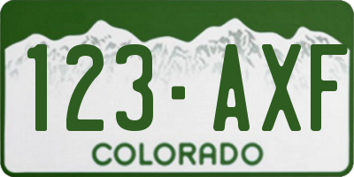CO license plate 123AXF