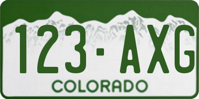CO license plate 123AXG