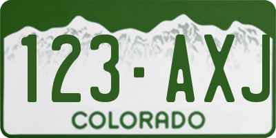 CO license plate 123AXJ