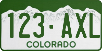 CO license plate 123AXL