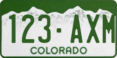 CO license plate 123AXM