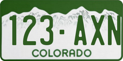 CO license plate 123AXN