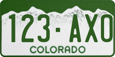 CO license plate 123AXO