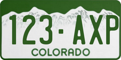 CO license plate 123AXP