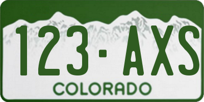 CO license plate 123AXS