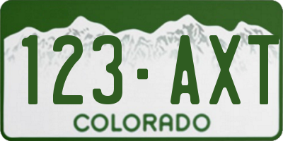 CO license plate 123AXT