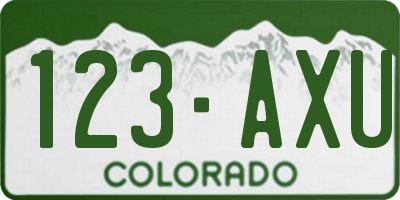 CO license plate 123AXU