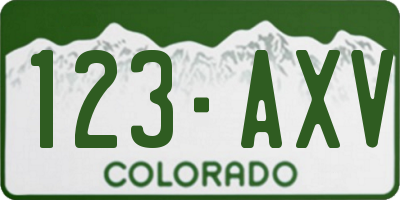 CO license plate 123AXV