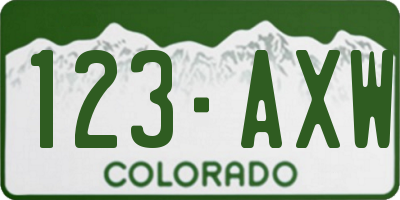 CO license plate 123AXW