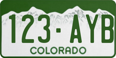 CO license plate 123AYB