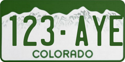 CO license plate 123AYE