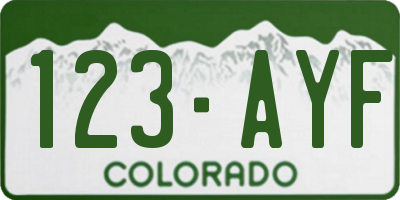 CO license plate 123AYF