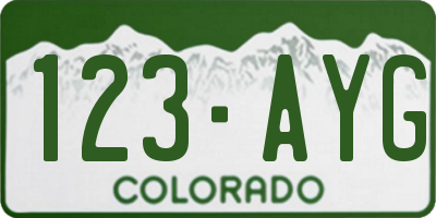 CO license plate 123AYG