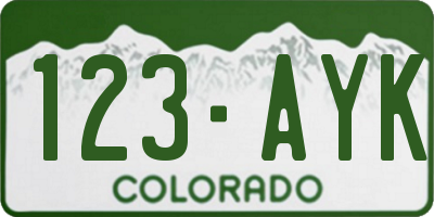 CO license plate 123AYK
