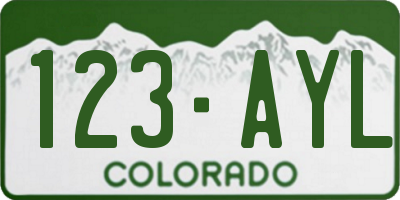 CO license plate 123AYL