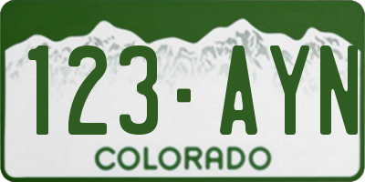 CO license plate 123AYN