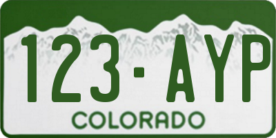 CO license plate 123AYP