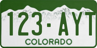 CO license plate 123AYT