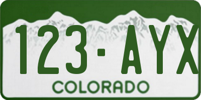 CO license plate 123AYX