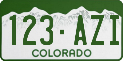 CO license plate 123AZI