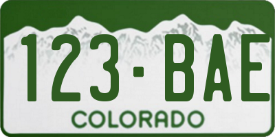 CO license plate 123BAE