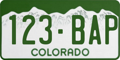 CO license plate 123BAP