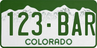 CO license plate 123BAR