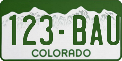 CO license plate 123BAU