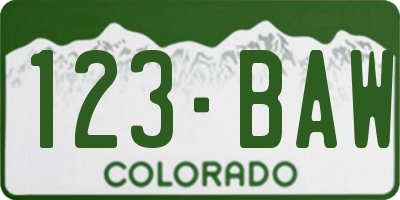 CO license plate 123BAW