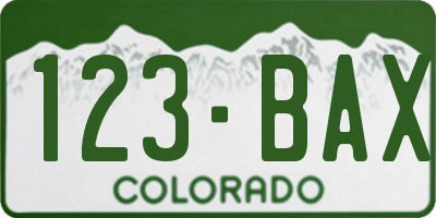 CO license plate 123BAX