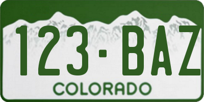 CO license plate 123BAZ