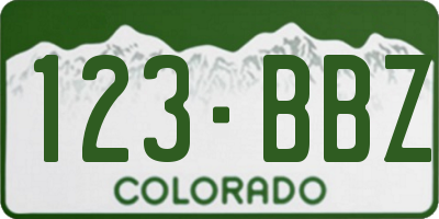CO license plate 123BBZ